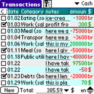 Handy Finance for Palm screenshot